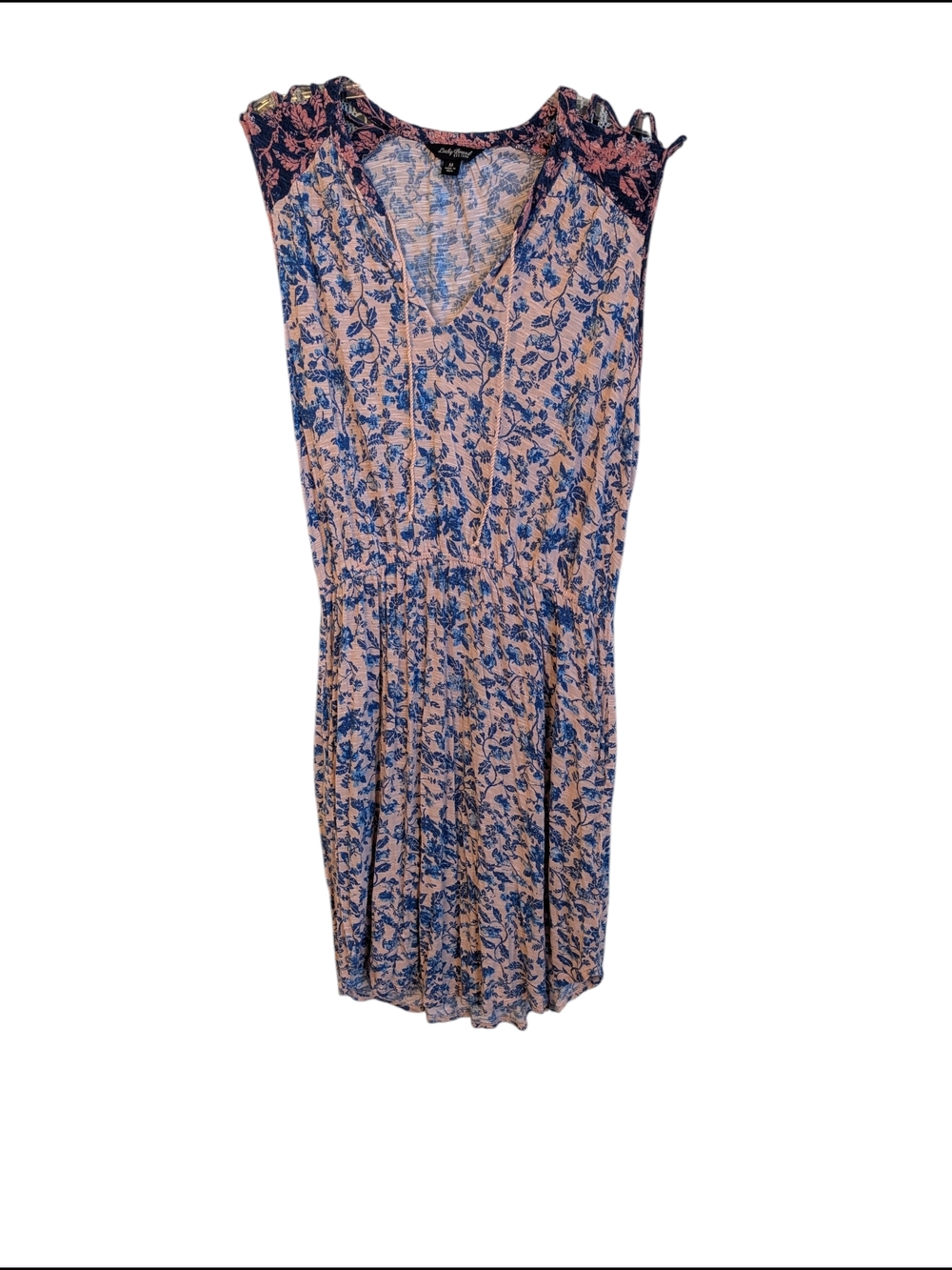 Lucky Brand Floral V-Neck Dress - Blush & Blue